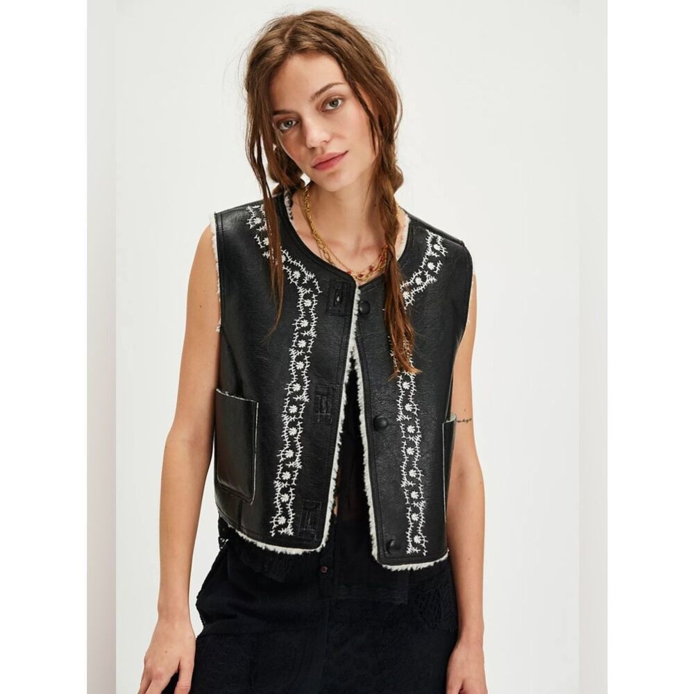 New Free People Travelers Leather Vest Size Xs